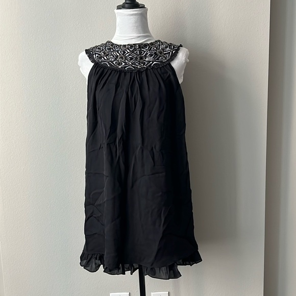 Alice + Olivia 100% Silk Trapeze Embellished Dress Black Size Small NWOT! - Picture 3 of 14